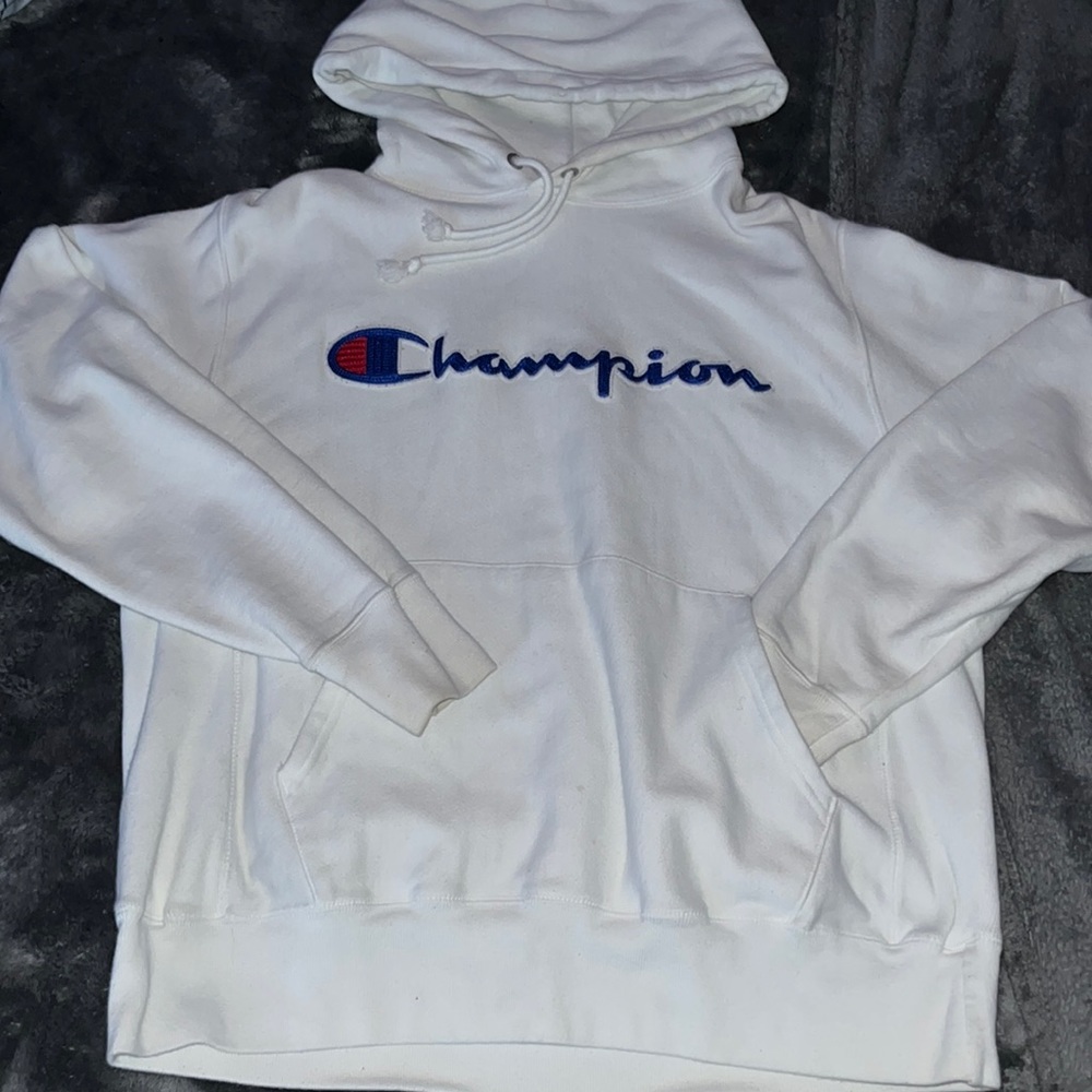 White Champion Reverse Weave Hoodie